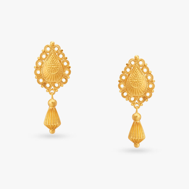 Teardrop Gold Drop Earrings 