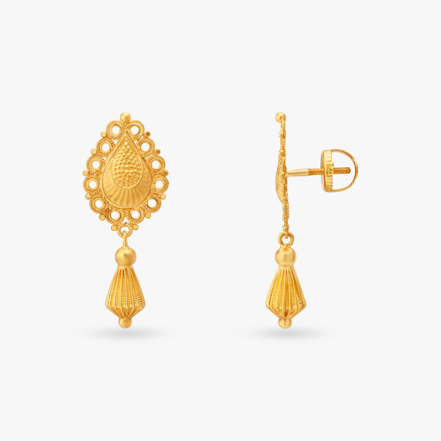 Teardrop Gold Drop Earrings 2