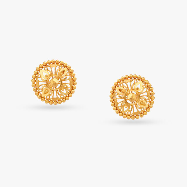 Mandala Gold Stud Earrings 