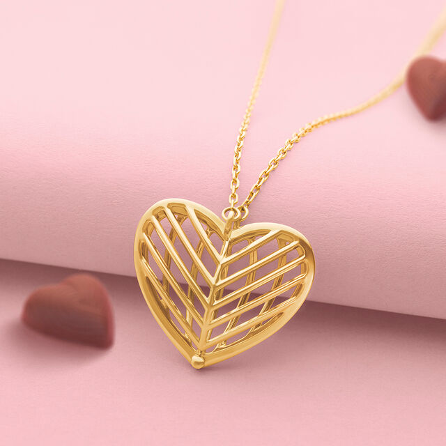 18KT Yellow Gold Surprising Pair Pendant with Chain 