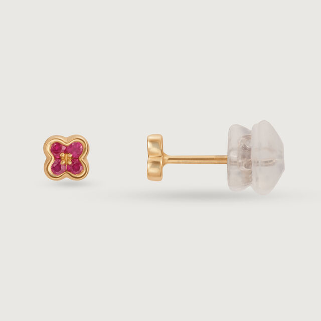Ruby Blossom 18KT Gold & Diamond Stud Earrings 4