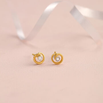Twirl Radiance 14 Kt Gold and Diamond Stud Earrings