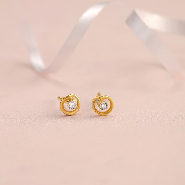 Twirl Radiance 14 Kt Gold and Diamond Stud Earrings 
