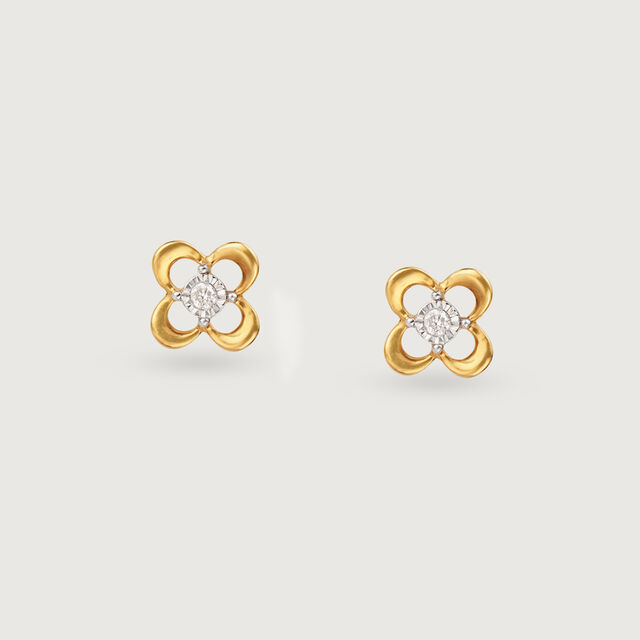 Floral Glow 14 Kt Gold and Diamond Stud Earrings 4