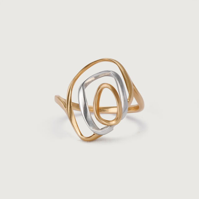18KT Yellow-White Gold Oval Ring With Openwork 3