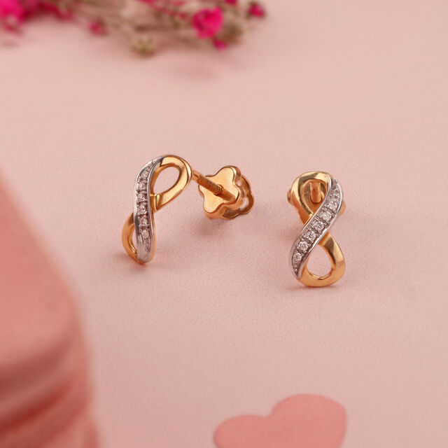 14KT Yellow Gold Diamond Stud Earrings 