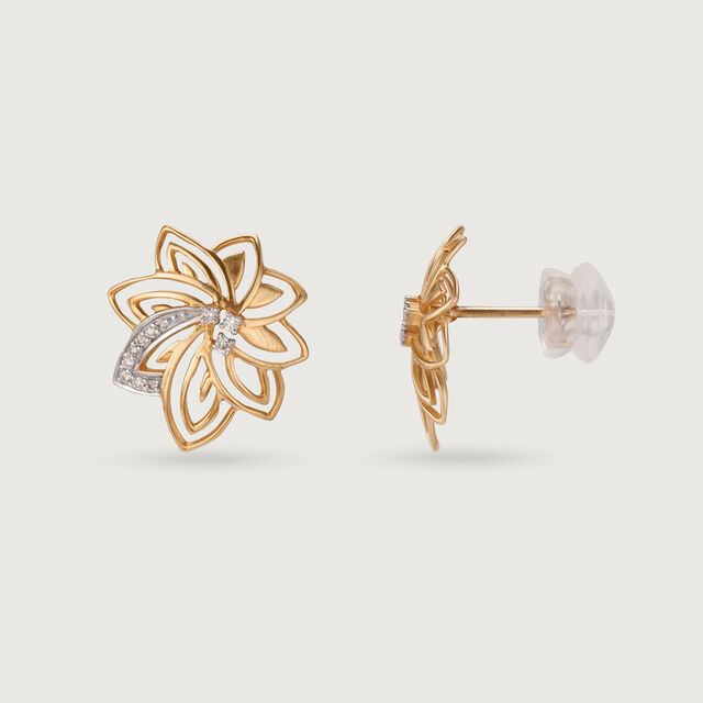Flourishing Elegance Diamond 14KT Yellow Gold Stud Earrings 5
