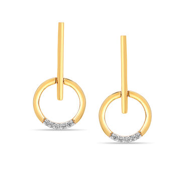 18KT Yellow Gold Fine Line Diamond Drop Earrings