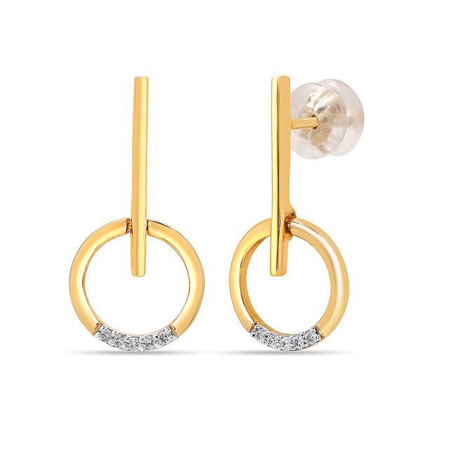 18KT Yellow Gold Fine Line Diamond Drop Earrings 2
