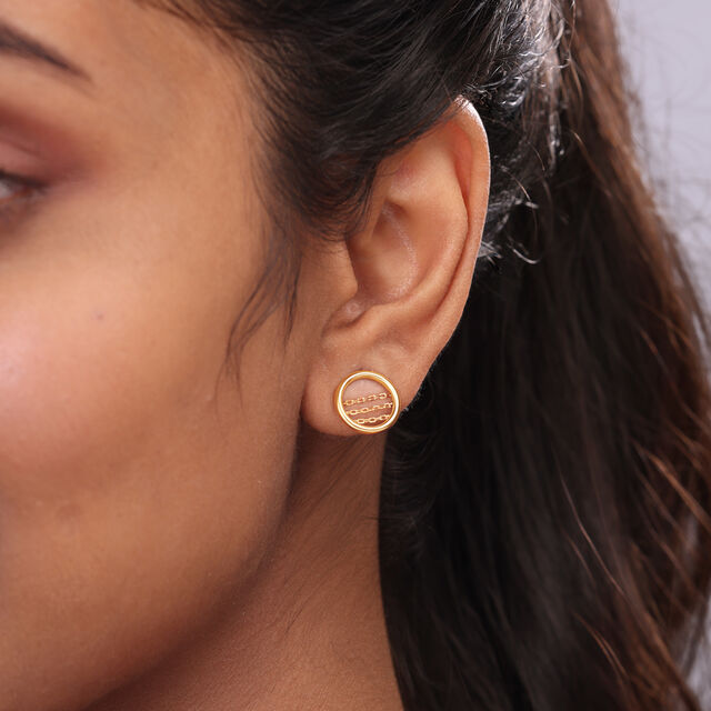 Yellow & Linked Harmony 18KT Yellow and Rose Gold Stud Earrings 2