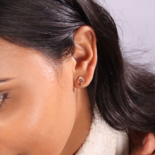 14KT Yellow & Rose Gold Sparkle Glam Stud Earrings 2