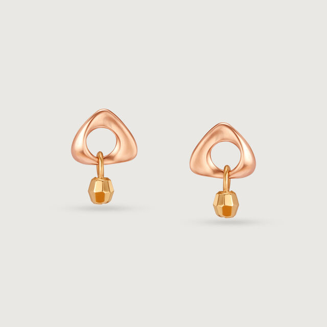 14KT Yellow & Rose Gold Sparkle Glam Stud Earrings 3