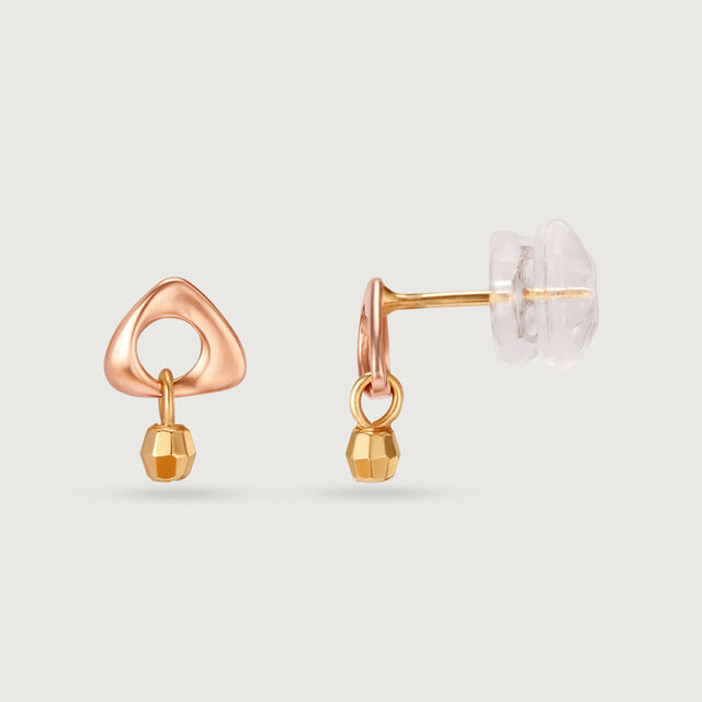 14KT Yellow & Rose Gold Sparkle Glam Stud Earrings 4