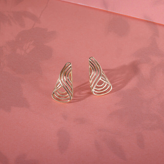 14KT Yellow Gold Triangle Edge Delight Stud Earrings 