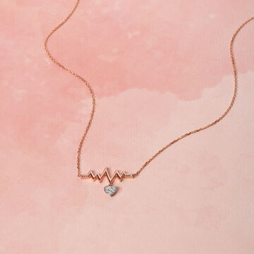 14KT Rose Gold Heartbeat Diamond Necklace