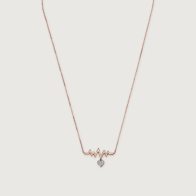 14KT Rose Gold Heartbeat Diamond Necklace 3