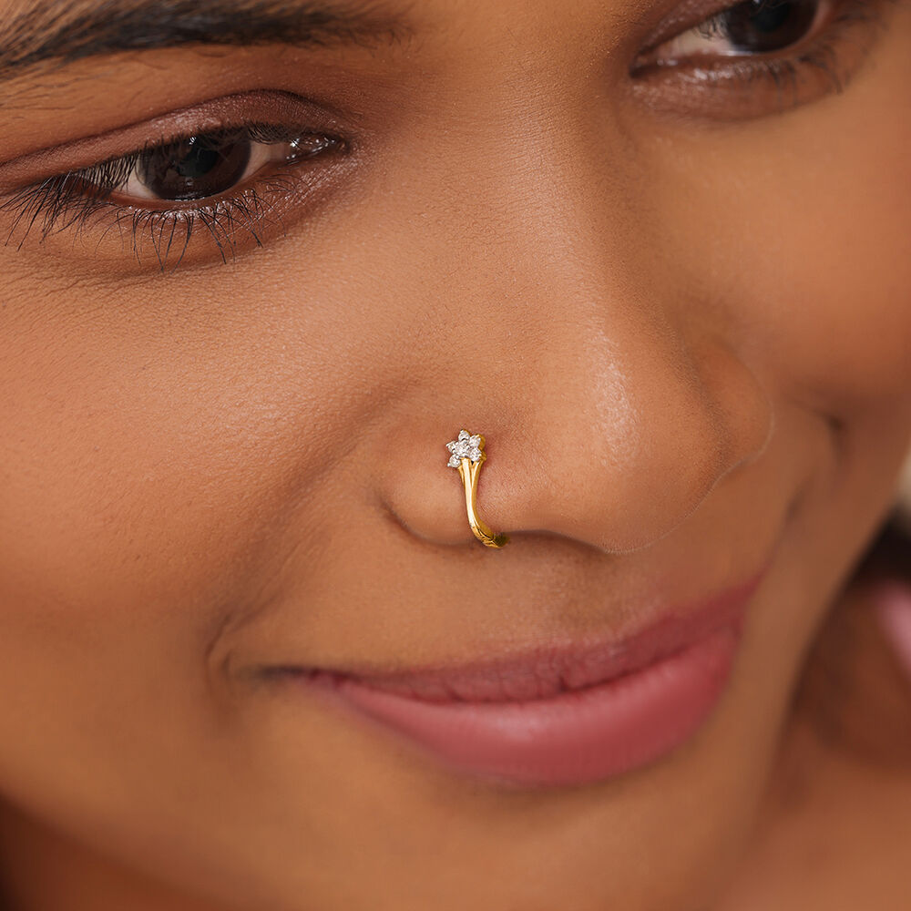 Buy 18KT Yellow Gold Diamond Nose Pin at Best Price Tanishq UAE