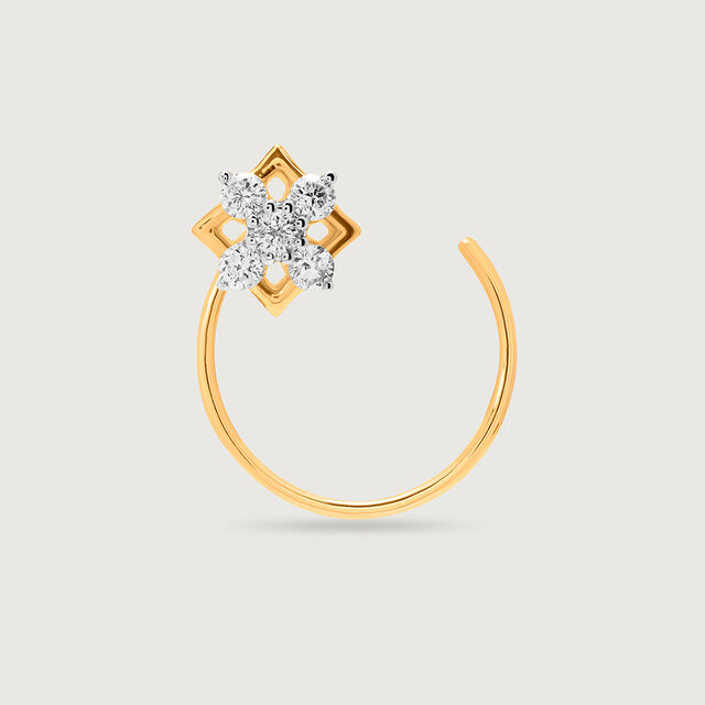 Mia by Tanishq 18KT Yellow Gold Diamond Nose Pin with Floral Design,,hi-res 2