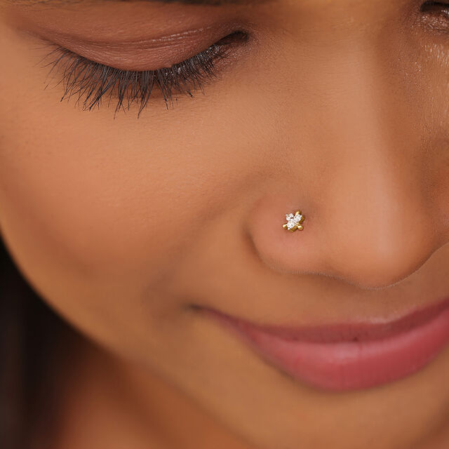 Mia by Tanishq 18KT Yellow Gold Diamond Nose Pin