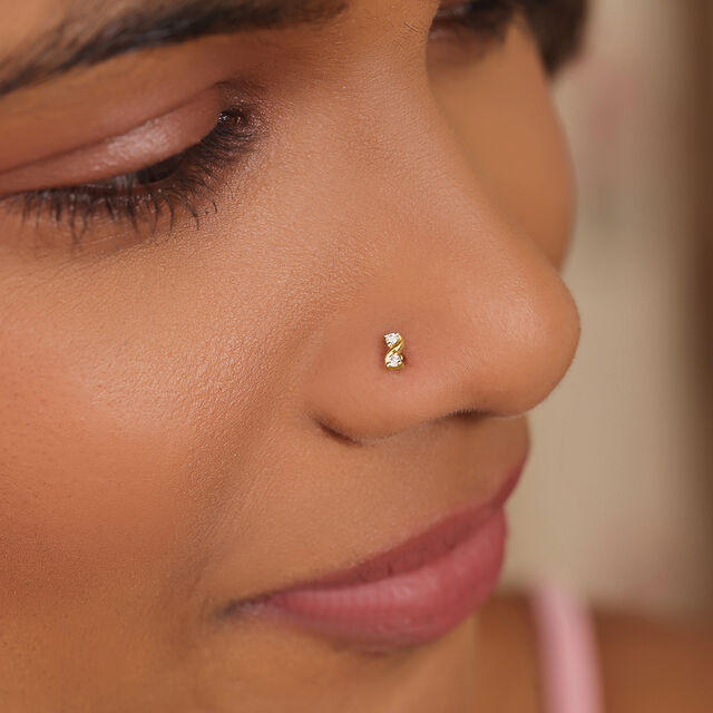14KT Yellow Gold Diamond Nose Pin