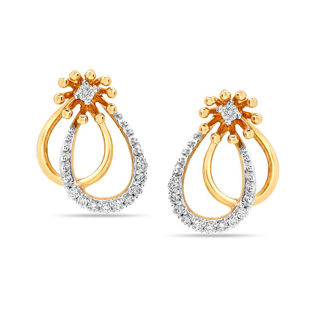 18KT Yellow Gold Diamond Stud Earrings 2