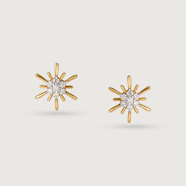 Diamond Gilded Galaxy 18KT Yellow Gold Stud Earrings 3