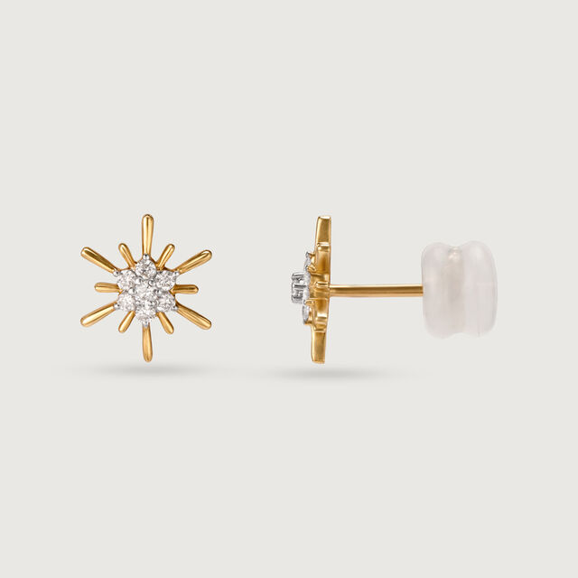 Diamond Gilded Galaxy 18KT Yellow Gold Stud Earrings 4