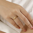 Letter H  Yellow Gold Initial Ring 2