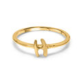Letter H  Yellow Gold Initial Ring 4
