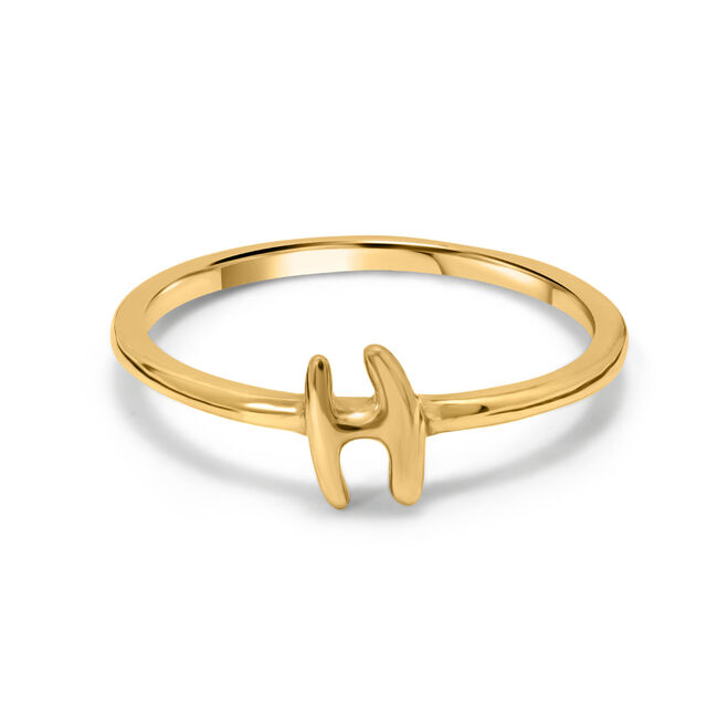 Letter H  Yellow Gold Initial Ring 4