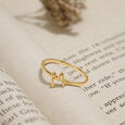 Letter M  Yellow Gold Initial Ring 