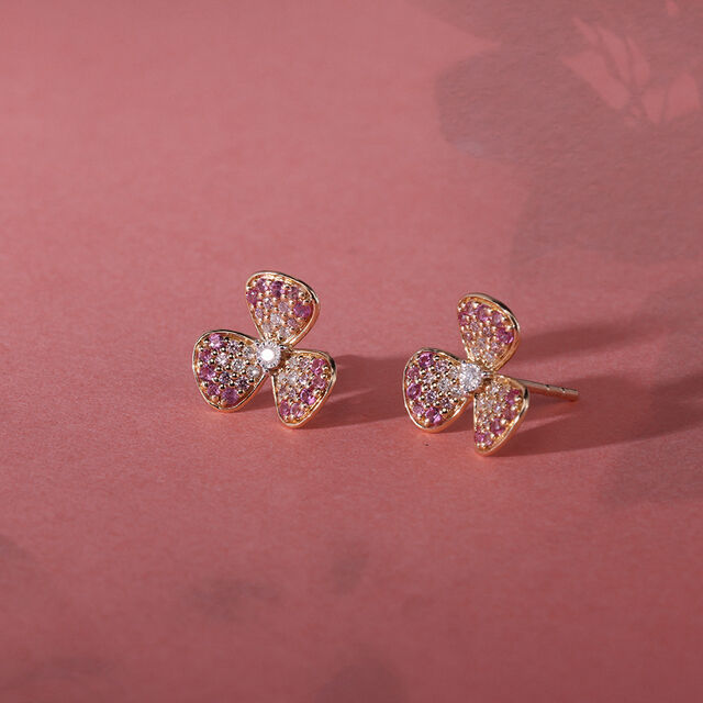 18KT Yellow Gold Floral Elegance Diamond Earrings 
