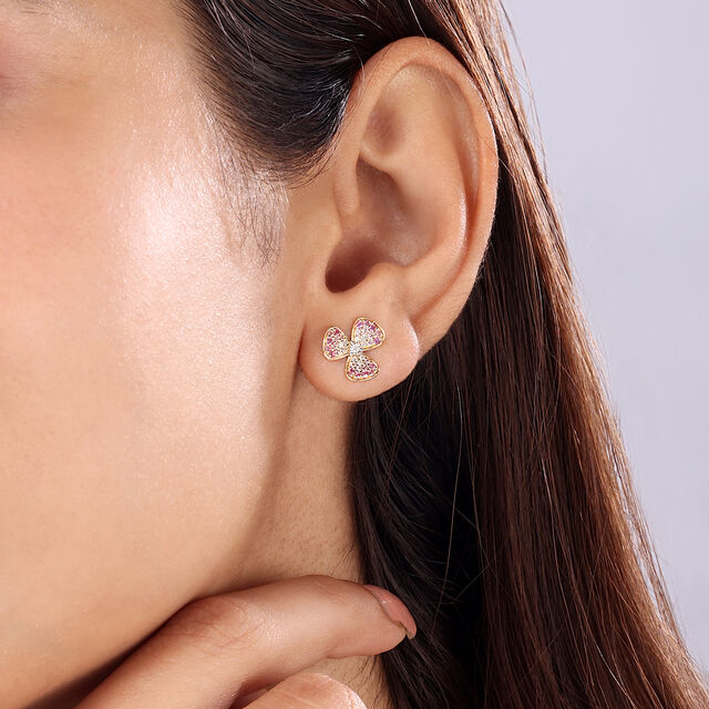 18KT Yellow Gold Floral Elegance Diamond Earrings 2