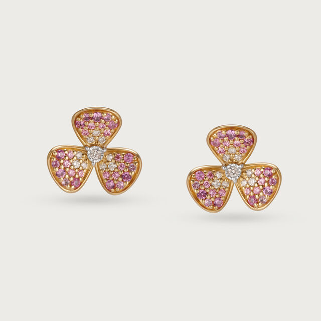 18KT Yellow Gold Floral Elegance Diamond Earrings 3