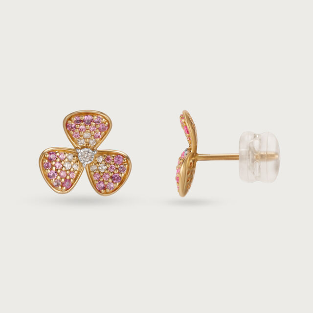 18KT Yellow Gold Floral Elegance Diamond Earrings 4