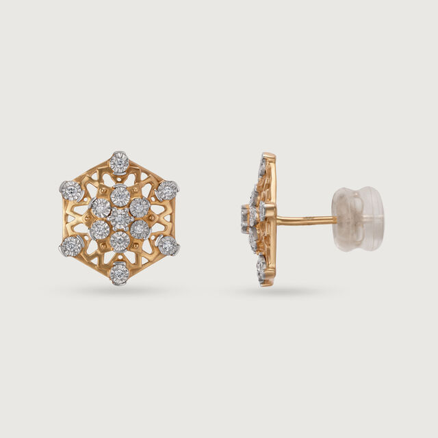 18kt Yellow-White Gold Ear Studs To Magnify Your Beauty 4