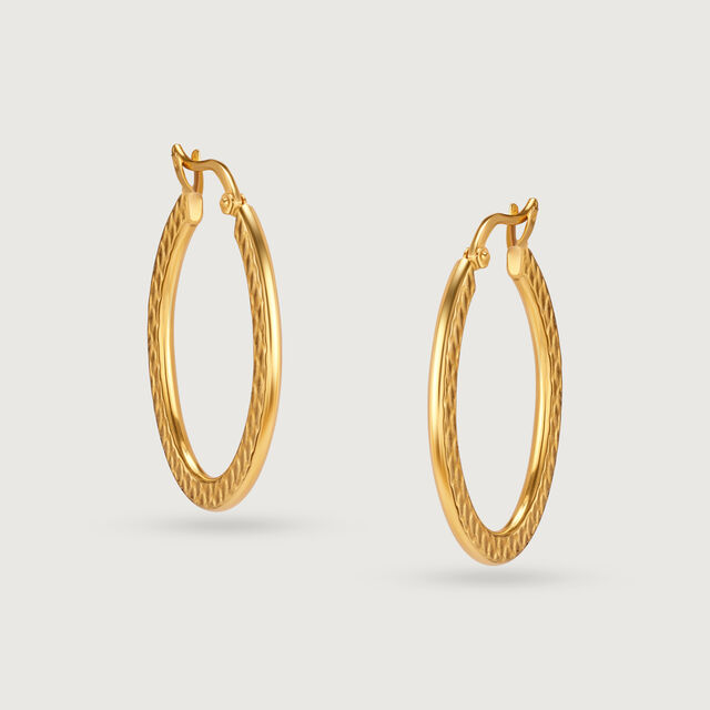 18KT Yellow Gold Stylish Classy Hoop Earrings 4
