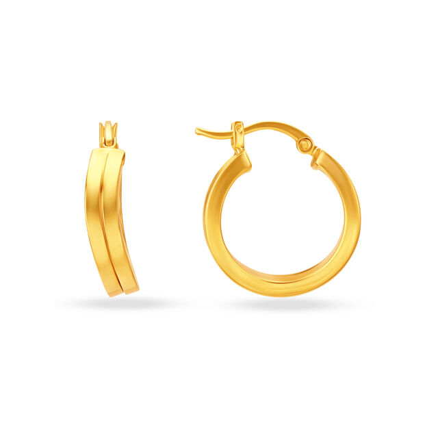 18KT Yellow Gold Subtle Glamorous Hoop Earrings 5