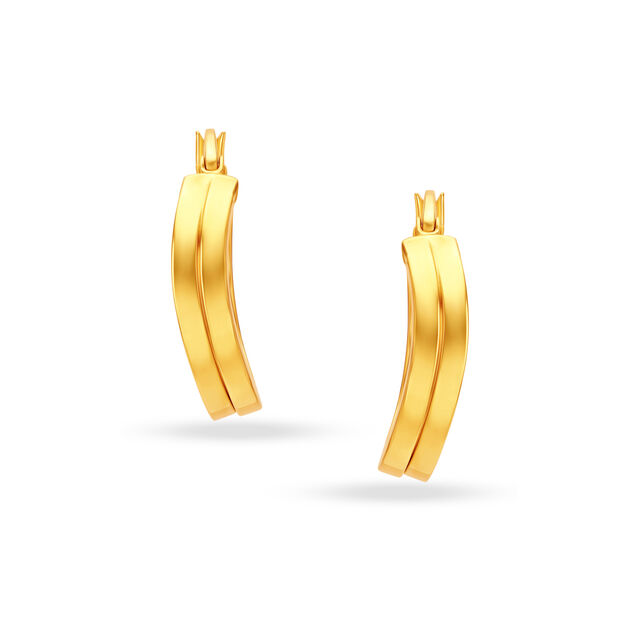 18KT Yellow Gold Subtle Glamorous Hoop Earrings 6