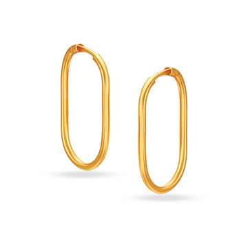 18KT Yellow Gold Stately Contemporary Hoop Earrings