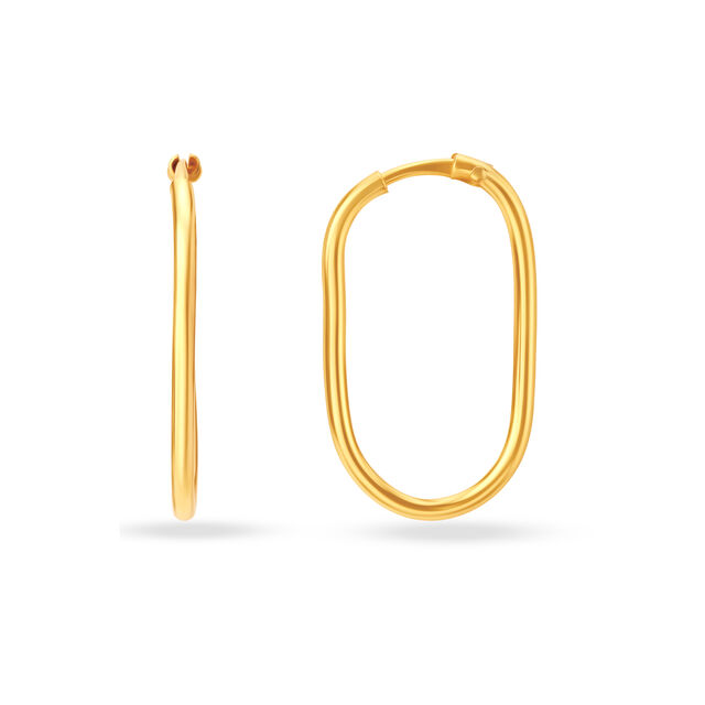 18KT Yellow Gold Stately Contemporary Hoop Earrings 2