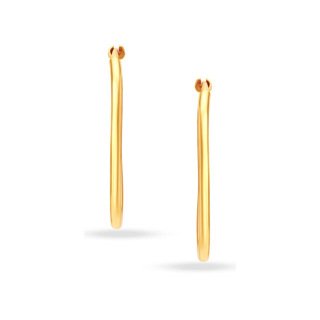 18KT Yellow Gold Stately Contemporary Hoop Earrings 4