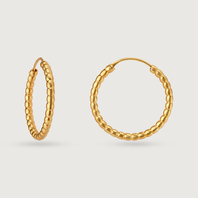 18KT Yellow Gold Radiant Beaded Hoop Earrings 5