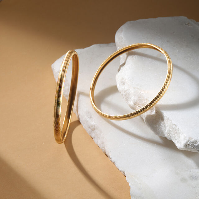 18KT Yellow Gold Minimal Textured Bangles 