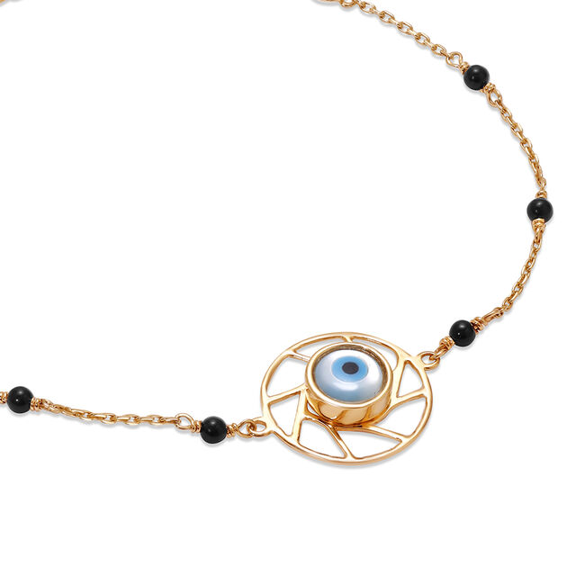 Yellow Gold Multi Charm Evil Eye Bracelet 4