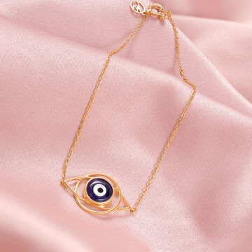18KT Yellow Gold Geometric Evil Eye Bracelet