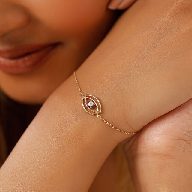 14KT Yellow Gold Layered Evil Eye Bracelet 
