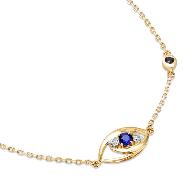 18KT Yellow White Gold Multi Charm Evil Eye Bracelet 2