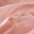 18KT Yellow And White Gold Geometric Evil Eye Dangler Earrings 