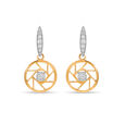 18KT Yellow And White Gold Geometric Evil Eye Dangler Earrings 4